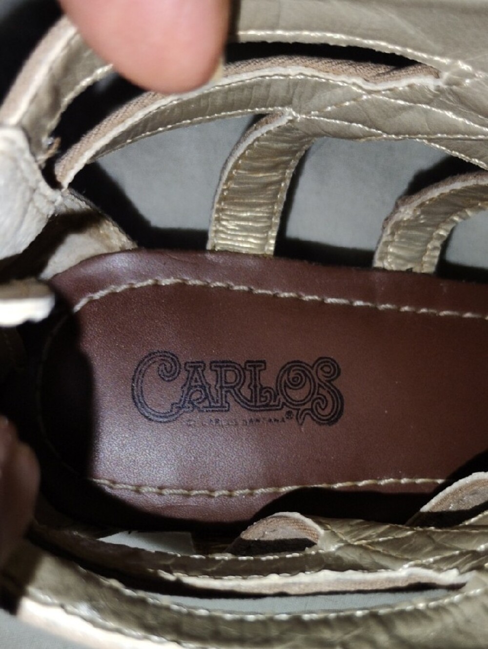 Carlos Santana Boho Lace Up Gladiator Sandals Neutral Strappy Low Wedge Heels - Picture 7 of 15